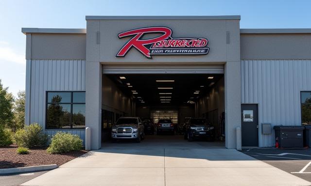 The exterior entrance of the Resurrected Diesel Performance workshop.